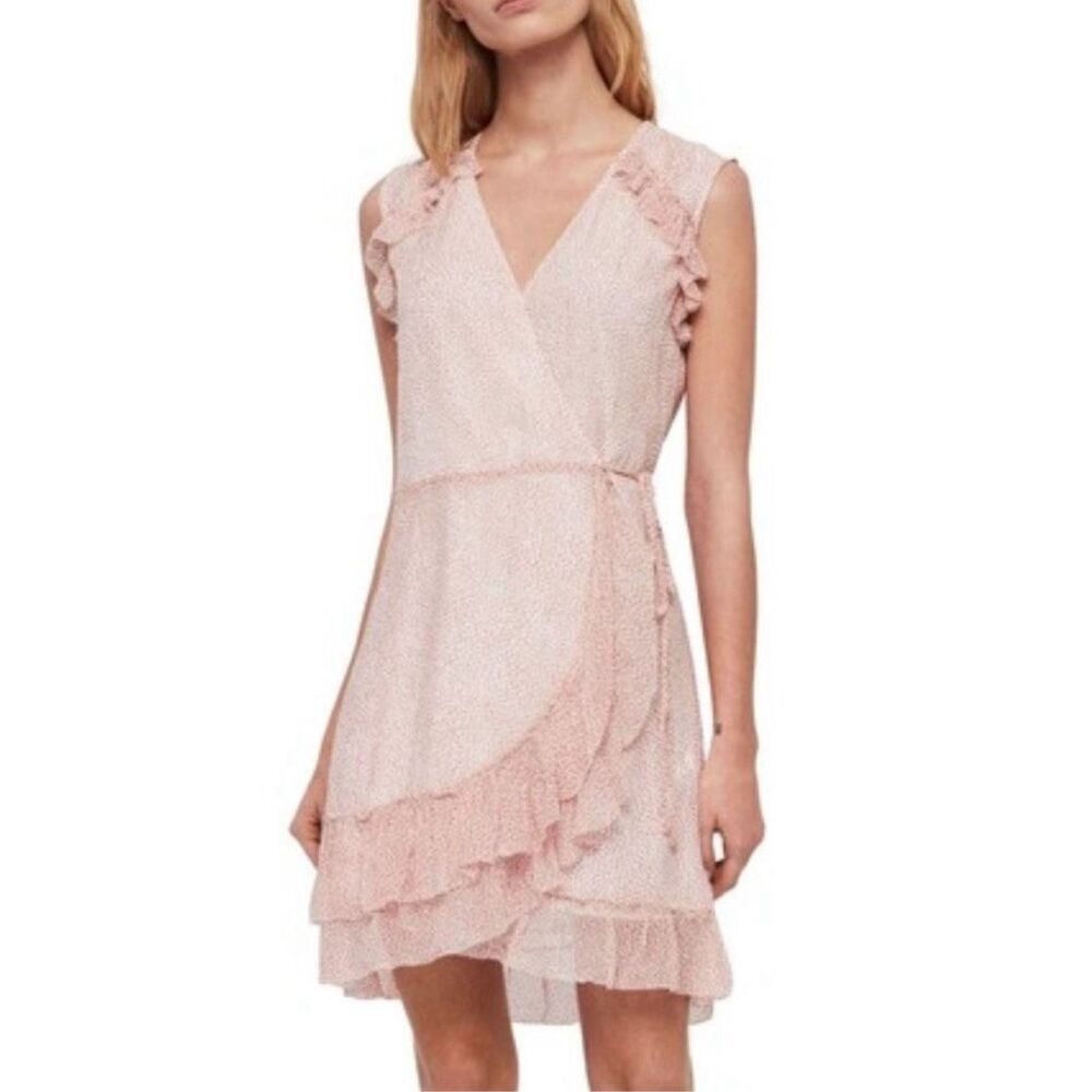 AllSaints Pink Priya Leox Wrap Dress sz S